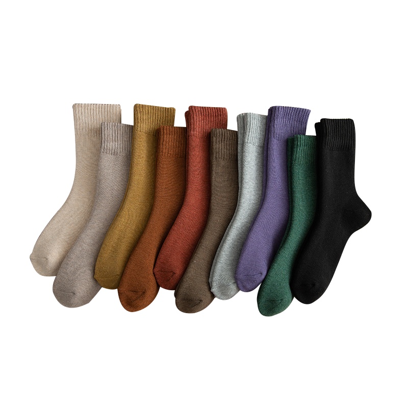 猫人10双装厚袜子女中筒毛圈袜秋冬季加厚加绒冬天保暖长筒睡眠毛巾袜地板袜