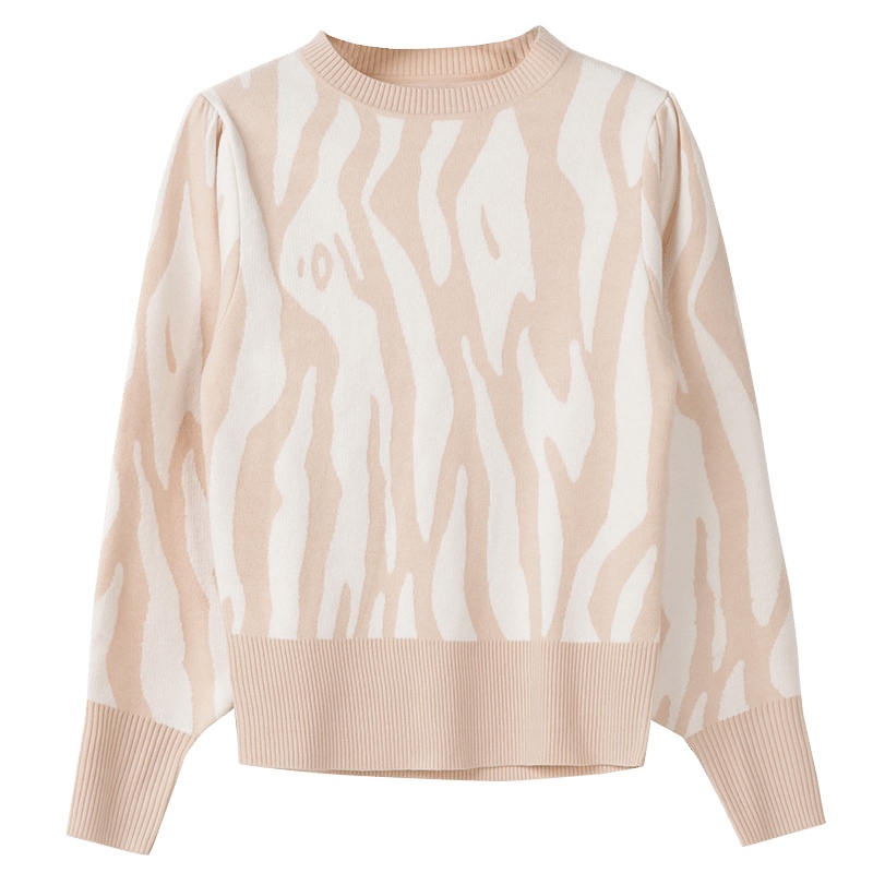 晚白 2020春季新品通勤气质百搭简约竖条纹圆领毛衣打衣衫针织衫女