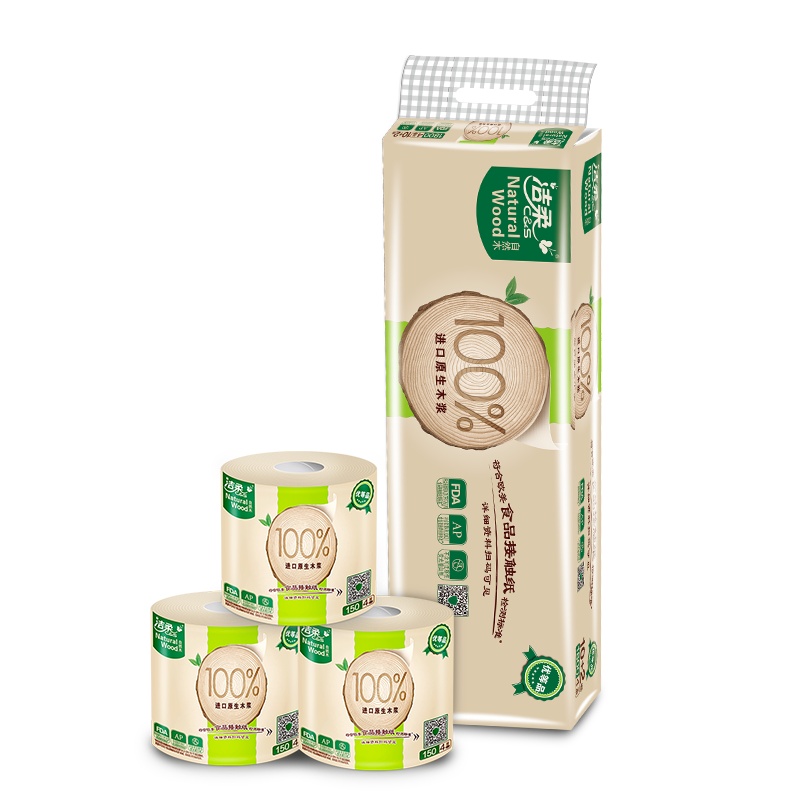 洁柔 卷纸 自然木系列 四层150g*12卷 有芯卷筒 卫生纸