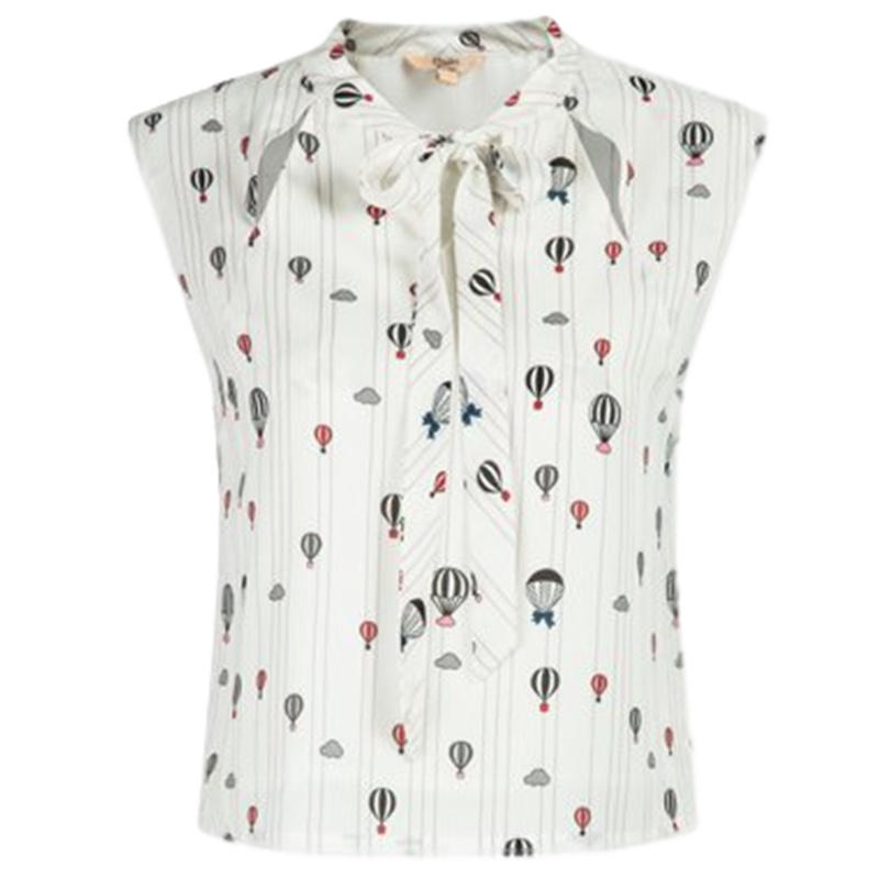 【福利款】拉夏贝尔系带印花无袖衬衫