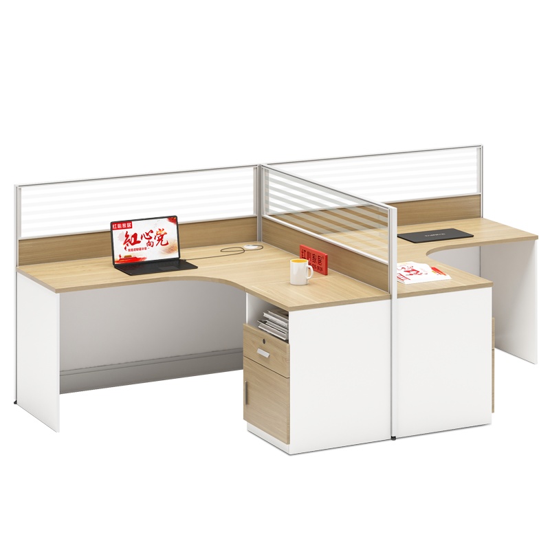 [红心家居]办公桌卡座双人员工位T型职员板式电脑桌办公家具