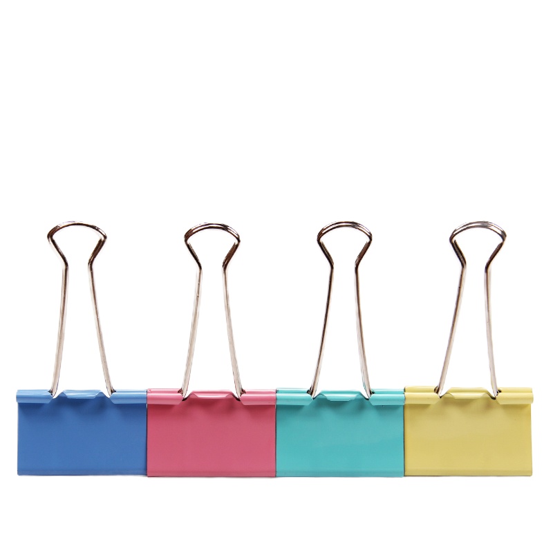 鑫金虎 得力(deli)长尾夹6#彩色燕尾夹15mm小号票据分类夹60只铁夹子四色混装2筒装