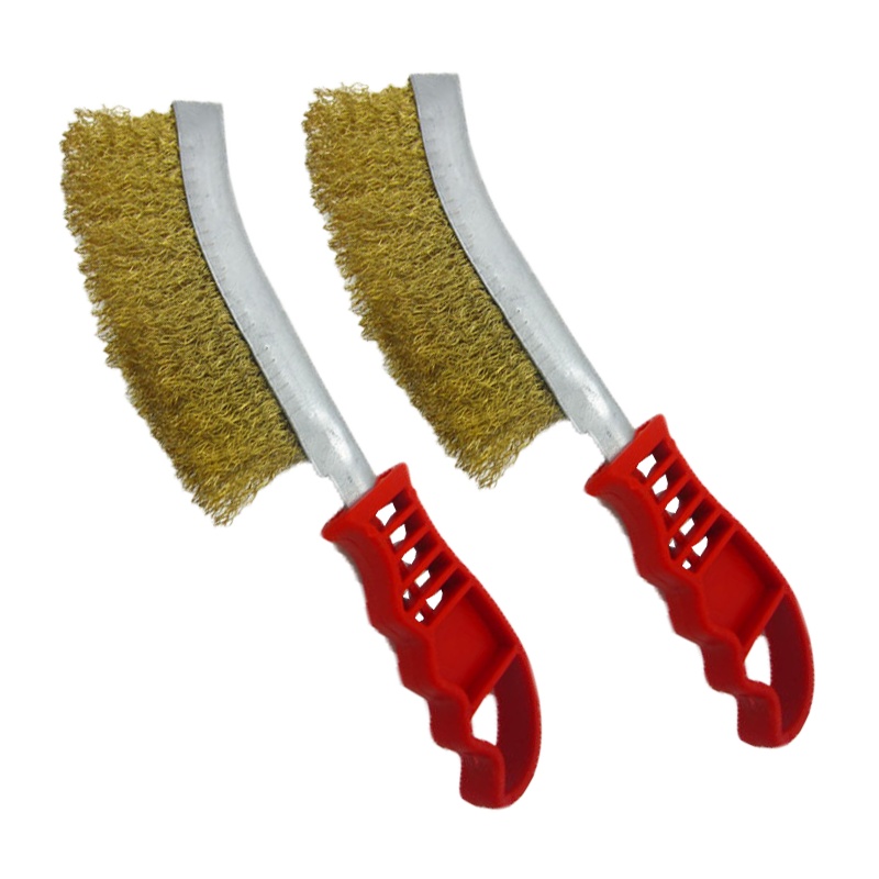 镀铜丝刷 刀型钢丝刷 金属表面除锈刷塑料柄 刀型钢丝刷(1把)