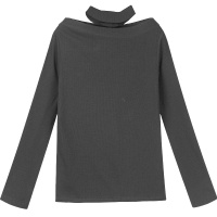 拉夏贝尔秋装女挂脖露肩上衣女打底针织衫薄款毛衣外搭女11010009