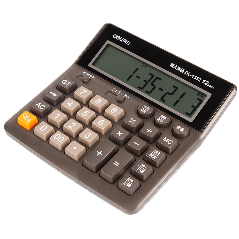 得力(deli) DL-1552大号带语音财务计算器 颜色随机发(白色、棕色)