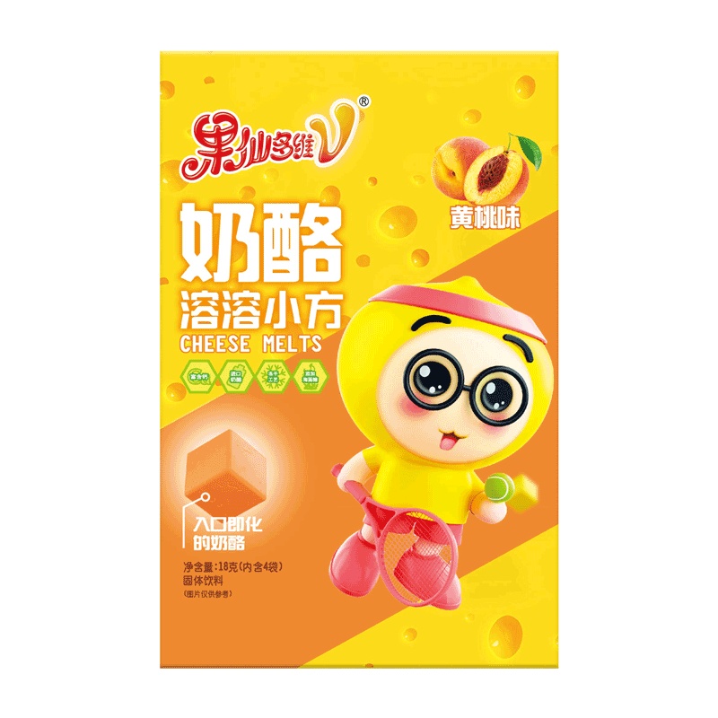 果仙多维V 儿童零食儿童溶豆奶豆点心奶酪溶溶小方奶酪溶豆奶豆小馒头黄桃18g