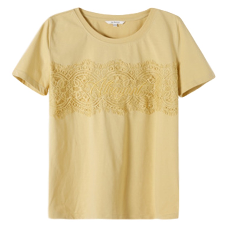 拉贝缇紫色短袖T恤女夏装新款韩版宽松衣服蕾丝半袖上衣ins潮