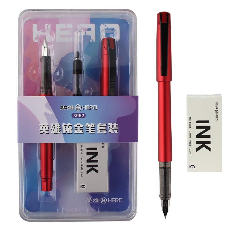 英雄（HERO）钢笔学生男女练字成人日用书写商务办公双笔头套装 3952