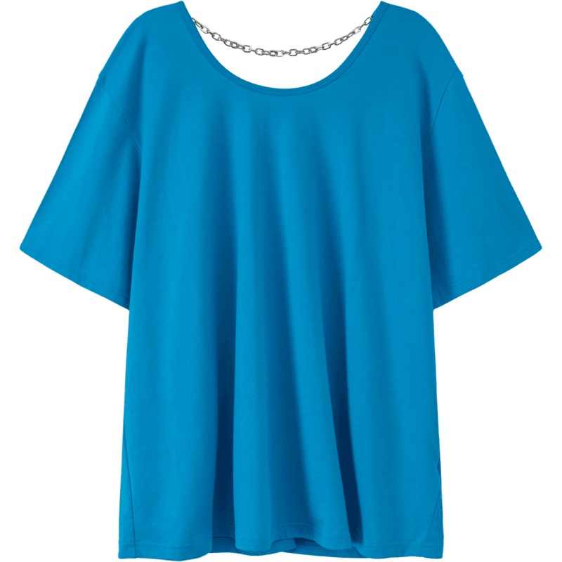 OtherMix辣妹露背T恤女2021年夏季新款圆领宽松链条时尚短袖上衣