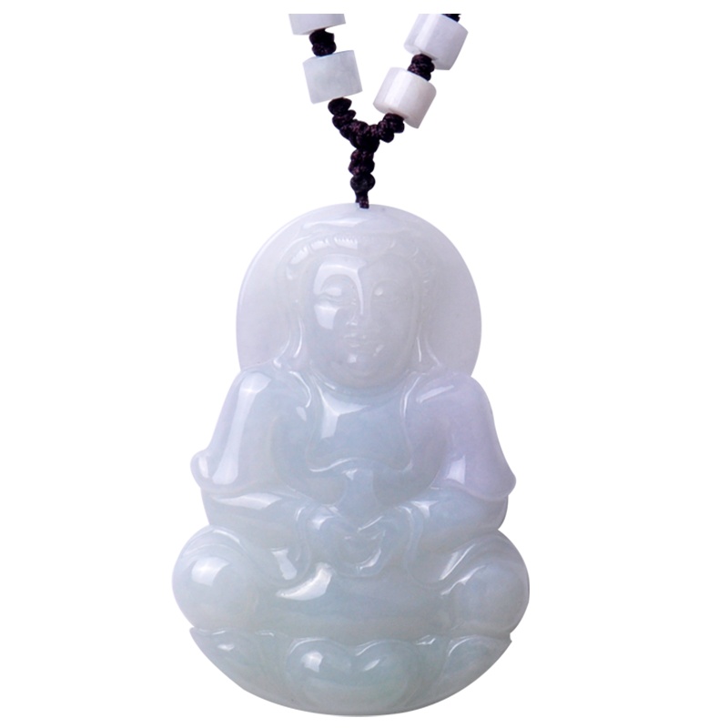 梦克拉 Mkela 翡翠观音吊坠男款 玉观音挂件玉石玉器 玉瓶观音 菩萨项坠 冰糯种 吊坠 翡翠