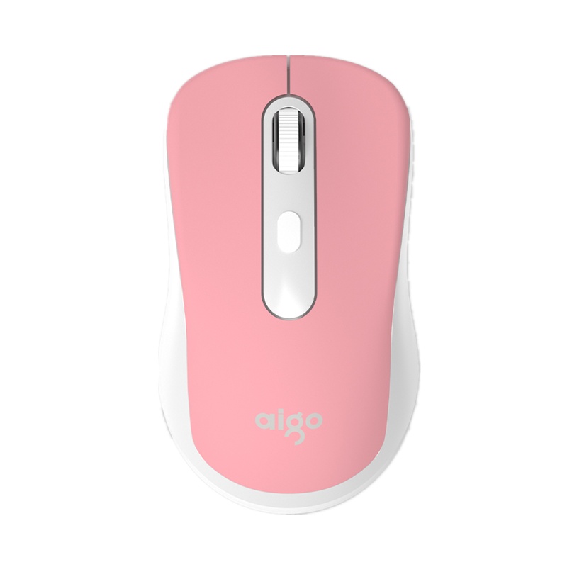 爱国者(AIGO) 2.4G无线鼠标安静可爱游戏办公家用小气精致 M21 粉色