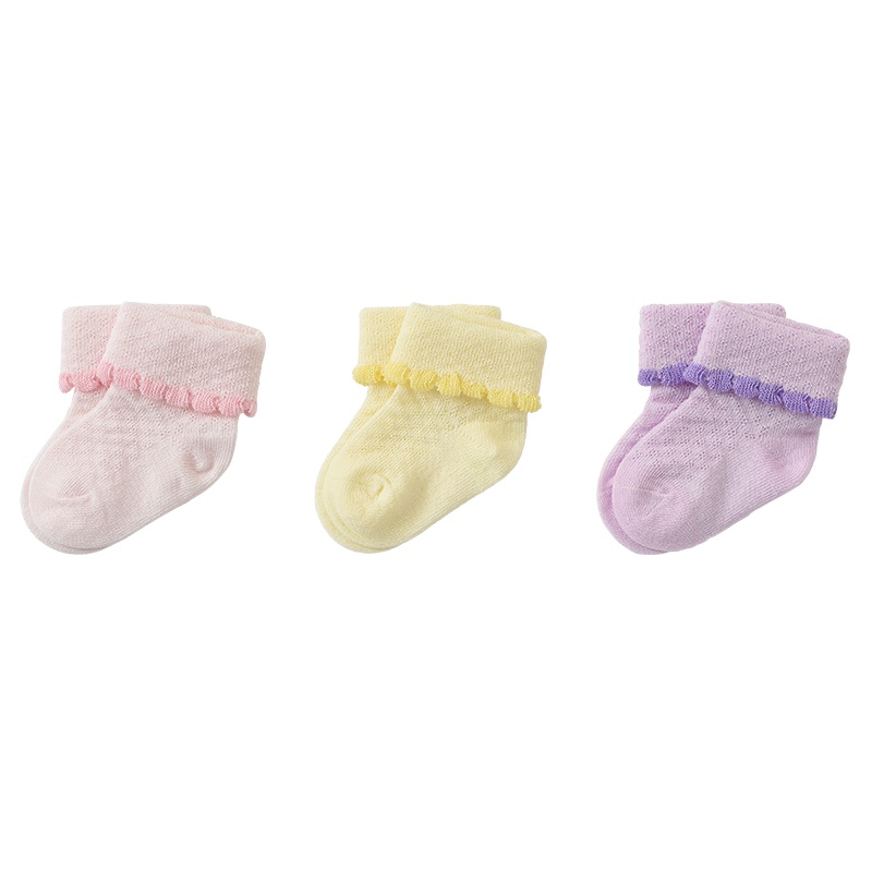 童泰(TONGTAI)春夏款新生儿配饰0-6月男女宝宝袜子网眼袜三双装儿童袜子
