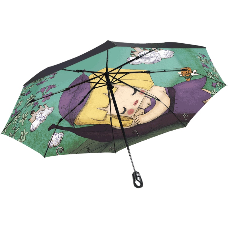 天堂伞全自动张小盒系列折叠晴雨伞两用黑胶防晒遮阳太阳伞男女款 自动款醉美人