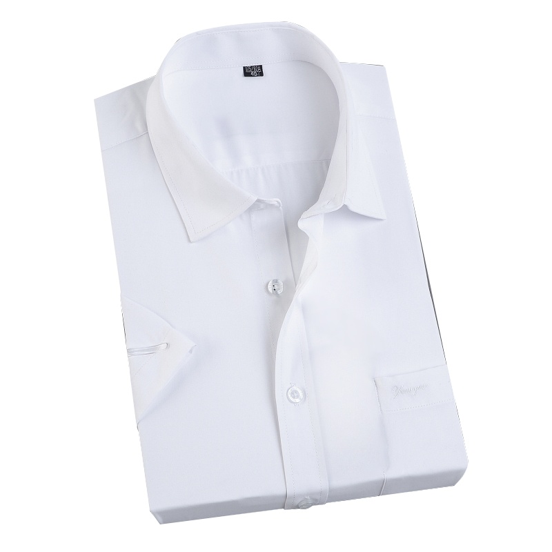 罗曼阿玛尼男士衬衫上衣官方旗舰店2021夏季新品短袖修身中年纯棉舒适中青年大码立领纯色职业气质男装寸衫