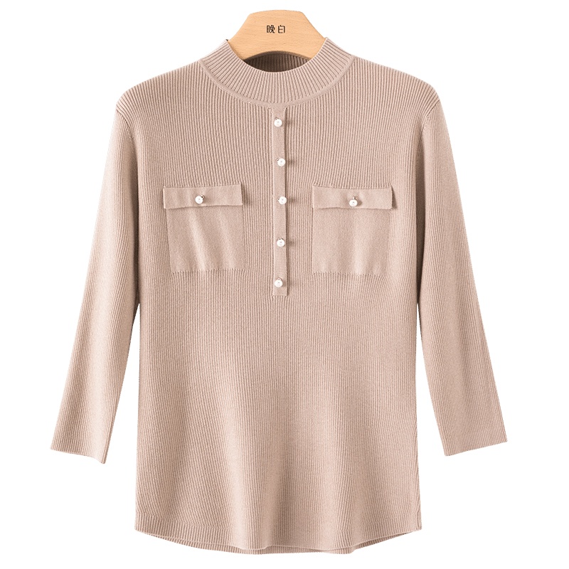 晚白2020秋冬新品简约通勤纯色半高领百搭修身显瘦打底衫针织衫女