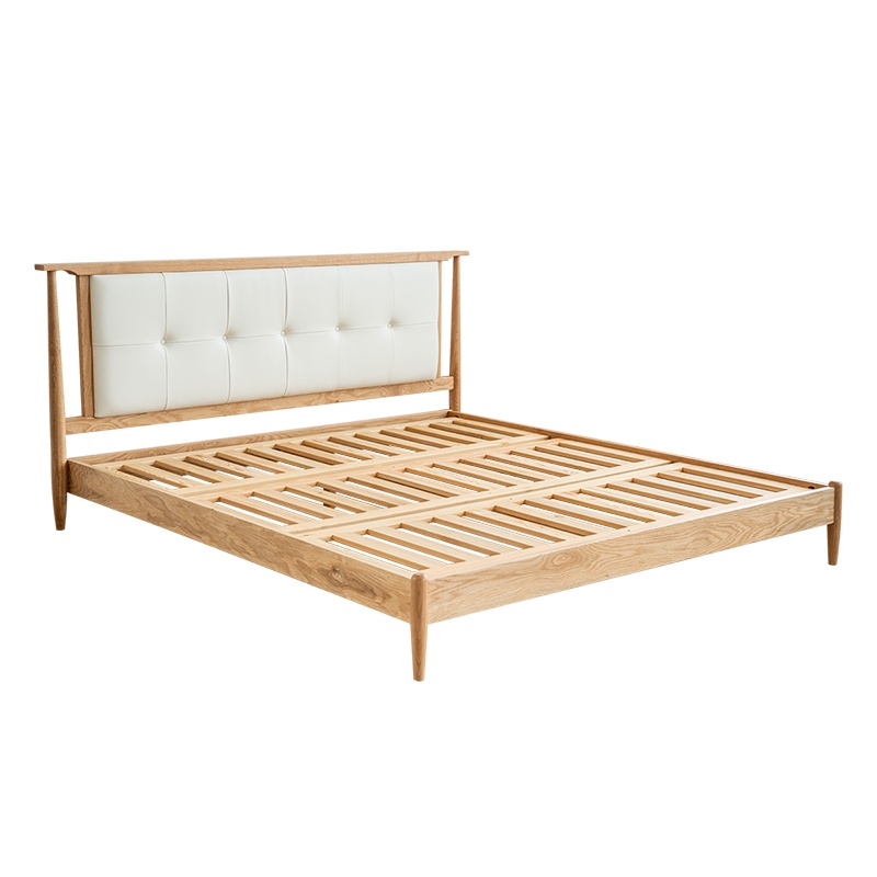 掌上明珠 北欧现代日式家具1.8米双人床大床主卧实木框木床 SMC-7706