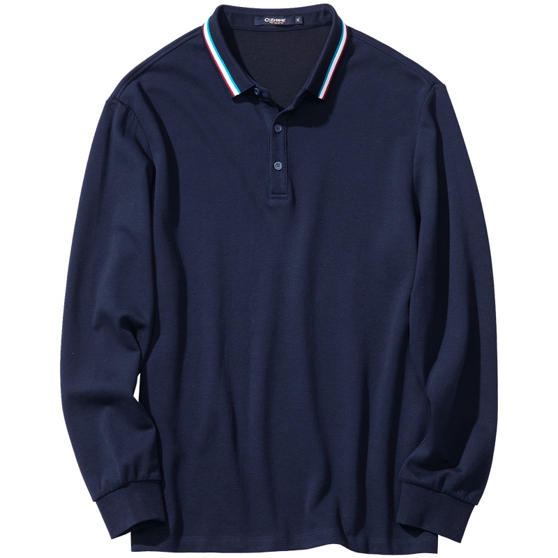 千纸鹤青年polo衫男长袖简约休闲青年修身弹力棉T恤内搭衣服25006