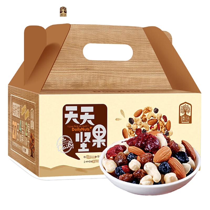 臻味天天坚果混合果粒礼盒(A版)540g(27g*20)坚果