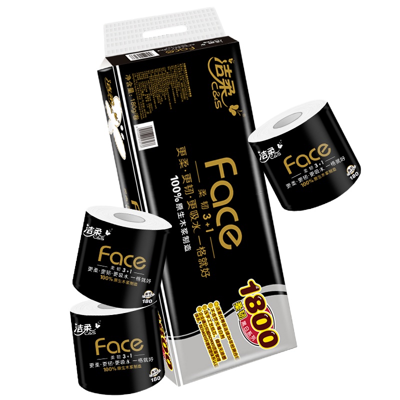 洁柔face四层有芯卷纸1800克10卷 10卷/提 6提/件