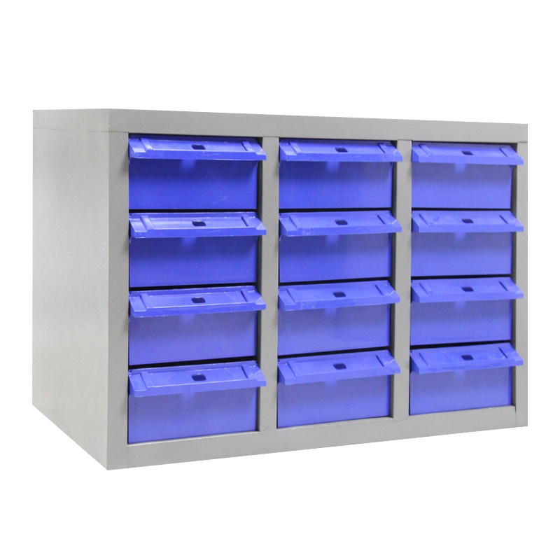 震海 12抽零件柜蓝色抽屉五金配件收纳柜零配件收纳柜螺丝元件盒螺丝柜样品物料柜零件柜