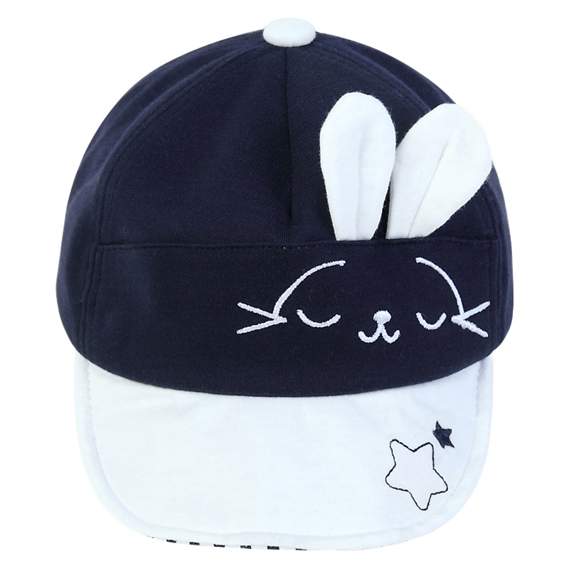 milky friends宝宝帽子春秋季MK小兔子造型婴儿翻边鸭舌帽男女通用儿童棒球帽