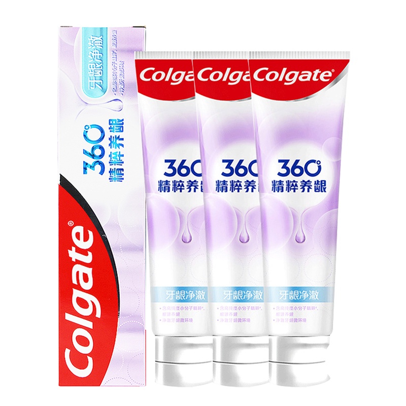 高露洁360°精粹养龈-备长炭深洁牙膏120g三支装