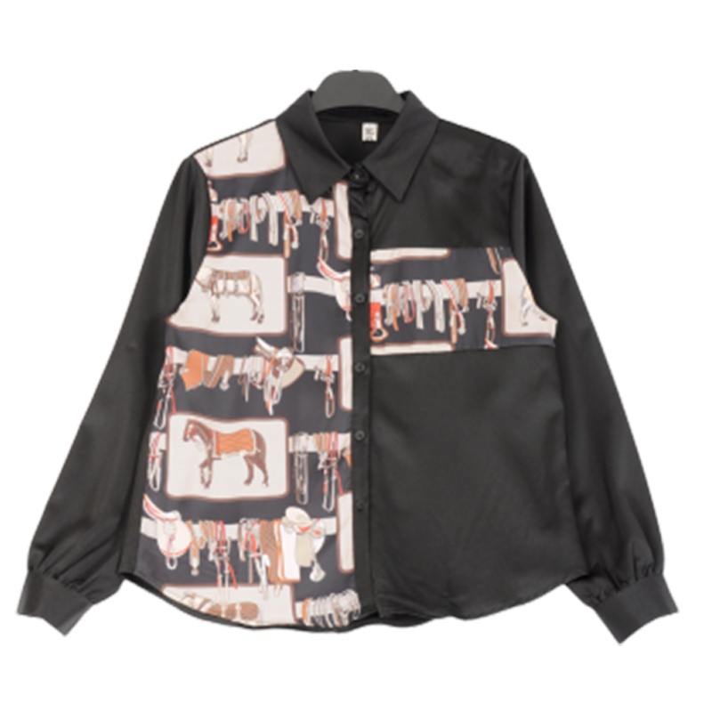 拉夏贝尔Laetia春款复古港味韩版上衣ins潮小众设计长袖衬衣911611882