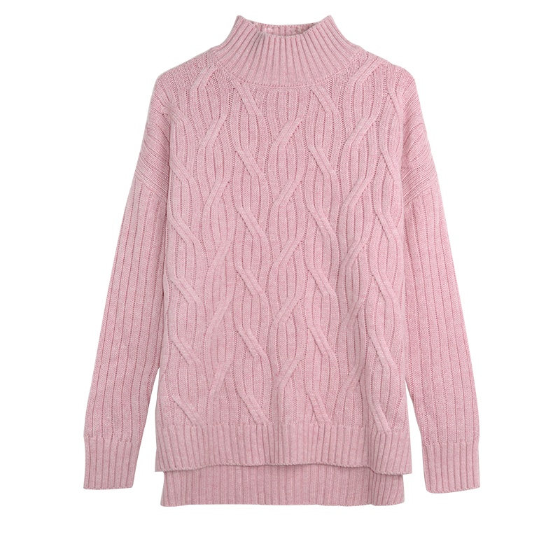 金菊秋冬新款毛衣纯色绞花时尚羊毛衫女