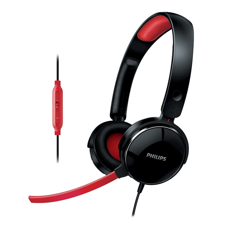 飞利浦(PHILIPS)有线头戴式SHG7210电脑耳机 游戏电竞耳麦带麦克风 吃鸡开黑耳机 重低音 语音无延迟佩戴舒适