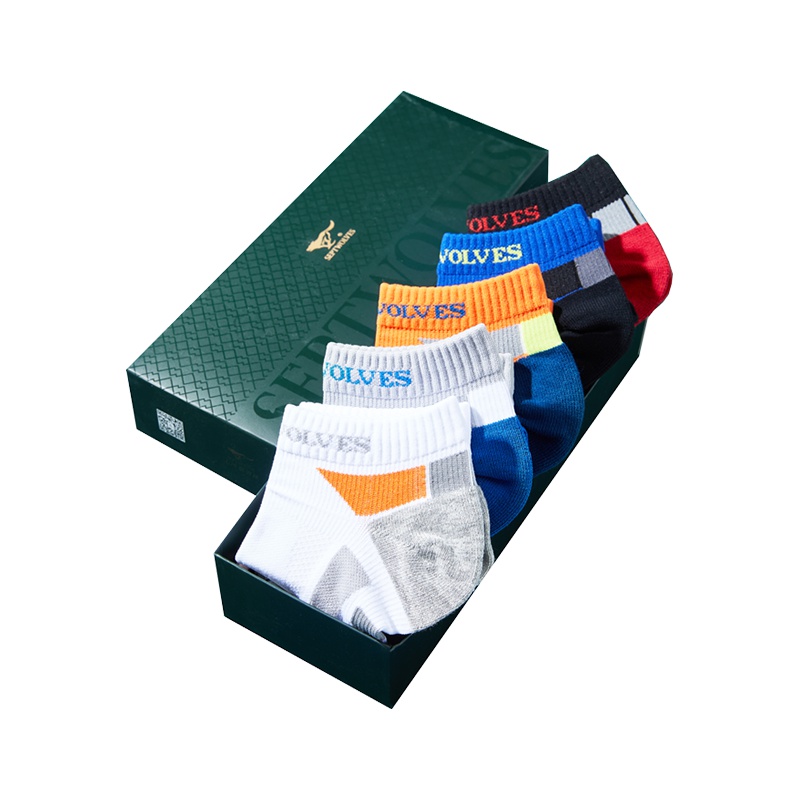 七匹狼 5双装骑行运动男船袜