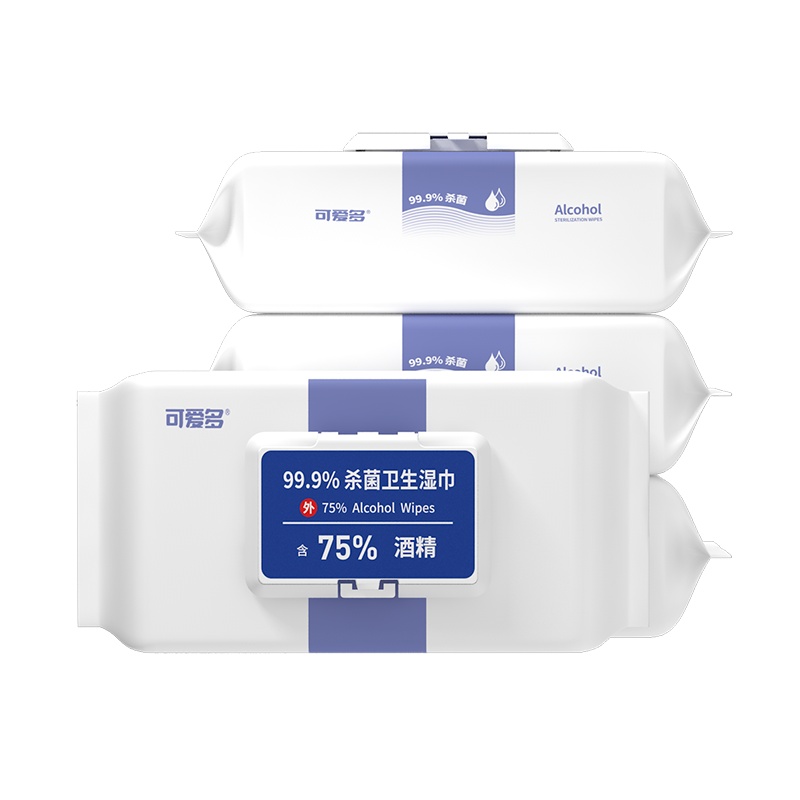 可爱多99%杀菌卫生湿巾含75%酒精40片盖装*4包