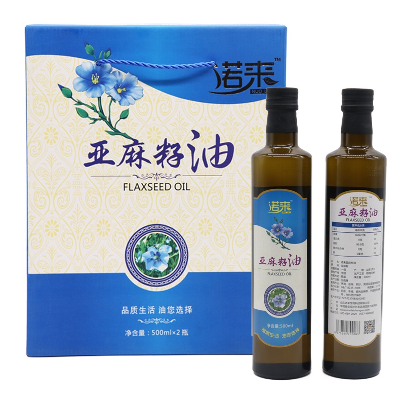 诺来亚麻籽油 食用油植物油冷榨500ml*2礼盒装