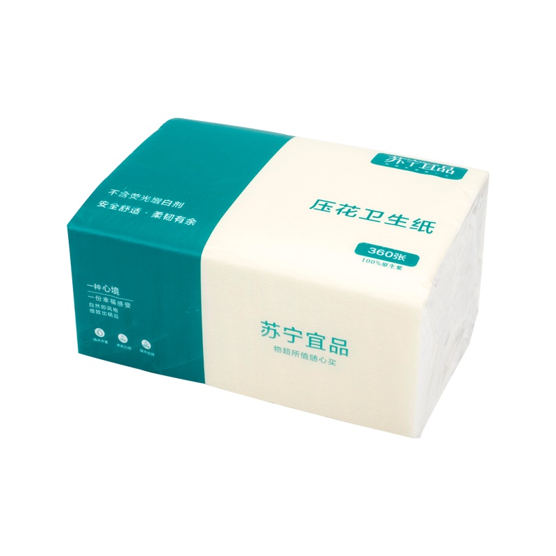 [苏宁宜品]2层压花卫生纸360张*5包装
