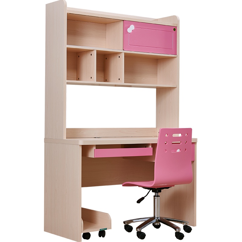 全友家私书桌架现代环保女孩书桌写字桌带转椅组合置物架106208