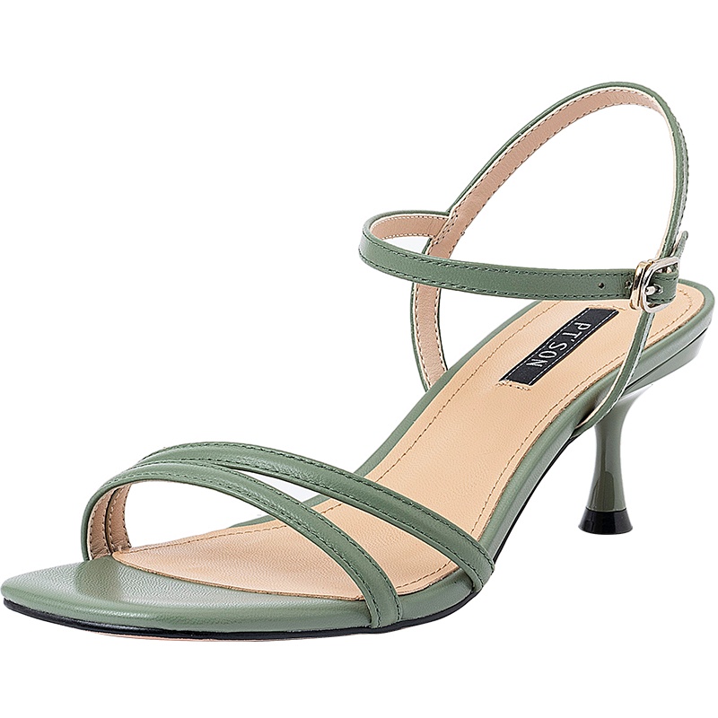 百田森夏季新款时装凉鞋女细跟百搭网红小仙女风一字带高跟鞋