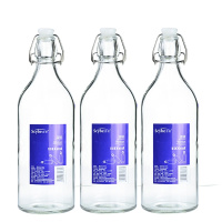 scybe喜碧1100ML密封玻璃瓶酿酒瓶红酒瓶橄榄瓶泡酒带盖白酒瓶空瓶油瓶 三只装