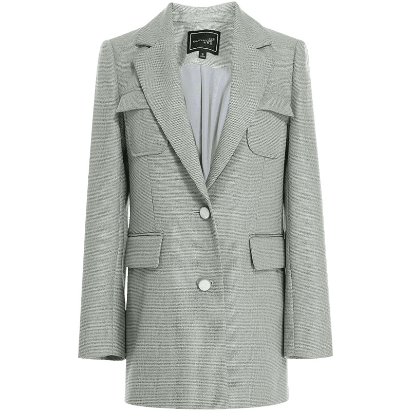 欧昵雪英伦风小众西装外套女宽松中长款西服上衣