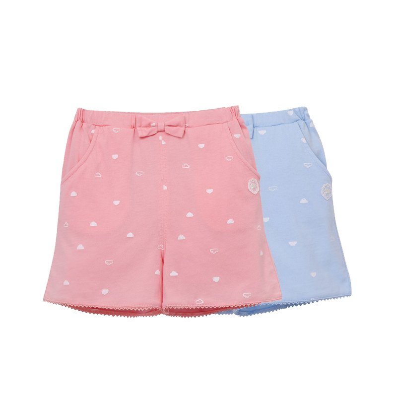 丽婴房童装女童宽松短裤宝宝夏季纯棉运动裤蝴蝶结休闲裤新款