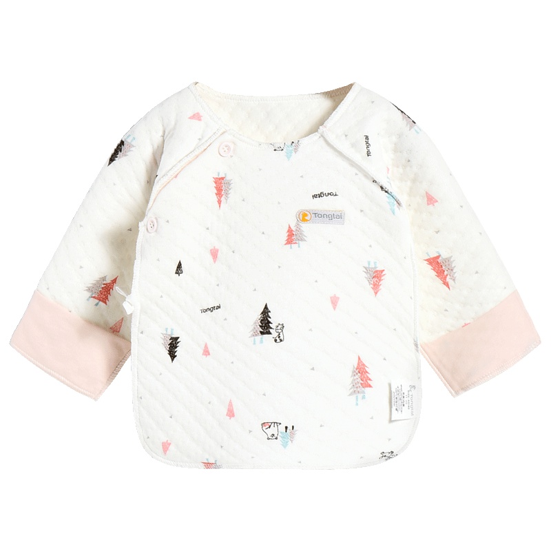 童泰TONGTAI秋冬初生儿纯棉保暖半背衣0-3个月宝宝加厚内衣2件装婴幼儿通用59cm