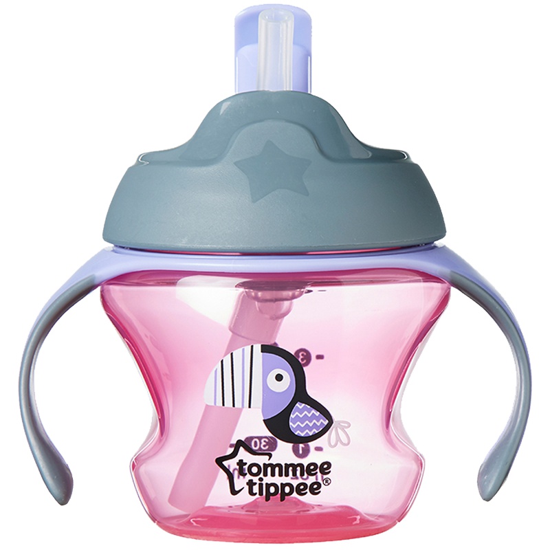 汤美星(Tommee Tippee)00569 初级吸管杯粉色 宝宝学饮杯带可拆卸手柄方便清洗不含双酚A