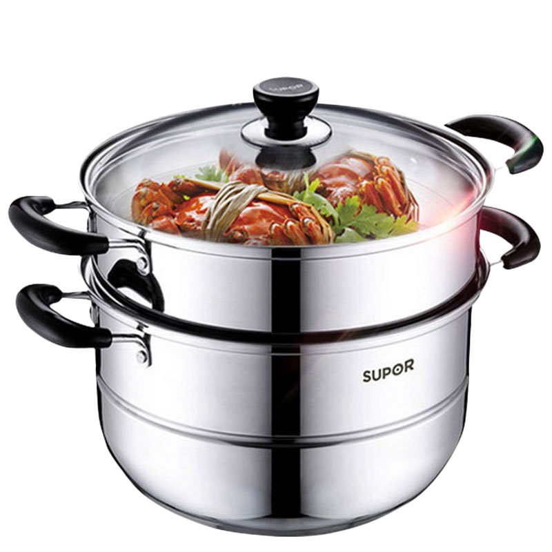 苏泊尔(SUPOR)好帮手304不锈钢双层蒸锅SZ28B5加厚复底蒸笼汤锅28cm煤气灶燃气灶电磁炉通用蒸煮锅锅具