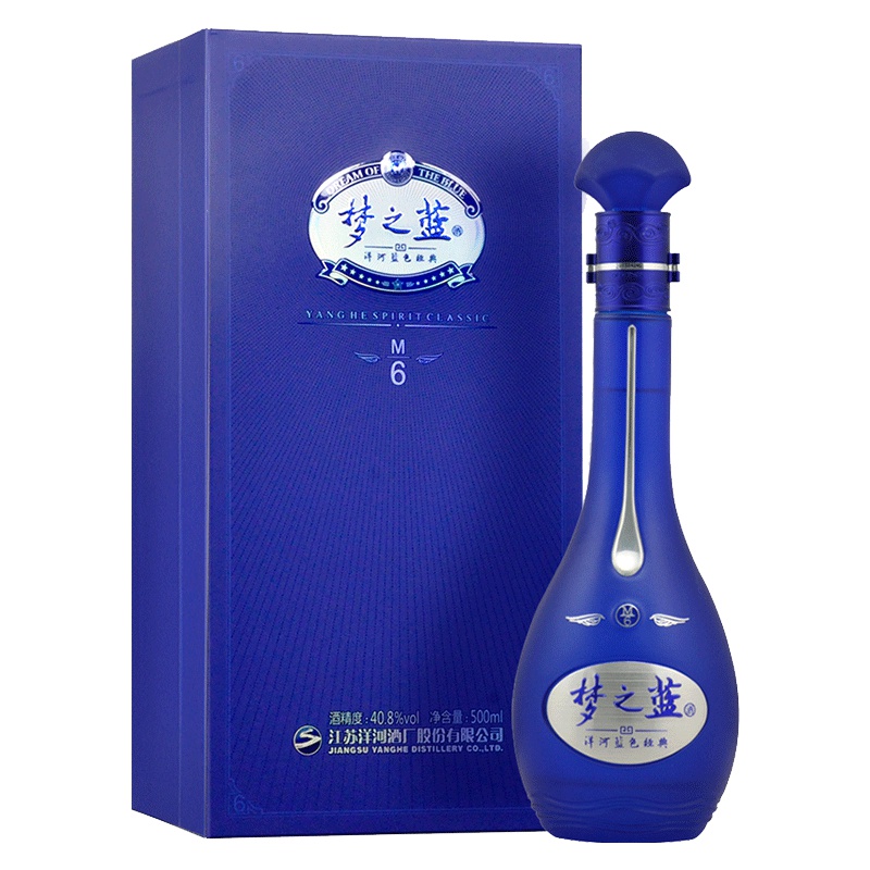 洋河(YangHe)蓝色经典梦之蓝M6 40.8度500ml单瓶装浓香型白酒(新老包装随机发货)