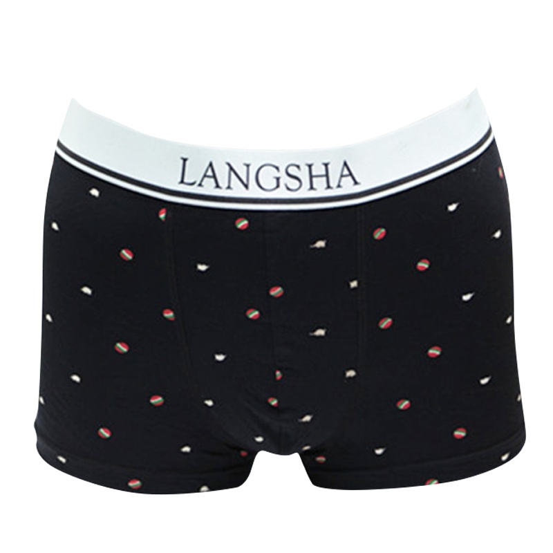 浪莎木代尔内裤男宽腰筋印花立体裁剪平脚短裤头2条混色盒装