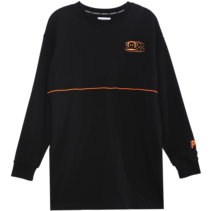 大嘴猴初秋新款连衣裙女撞色LOGO印花潮修身裙子