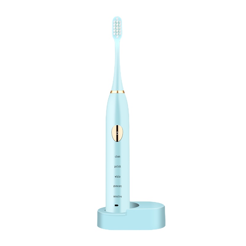 荣事达电动牙刷家用软细毛充电式超声波防水美白全自动男女情侣牙刷 4个刷头座充(蓝色)