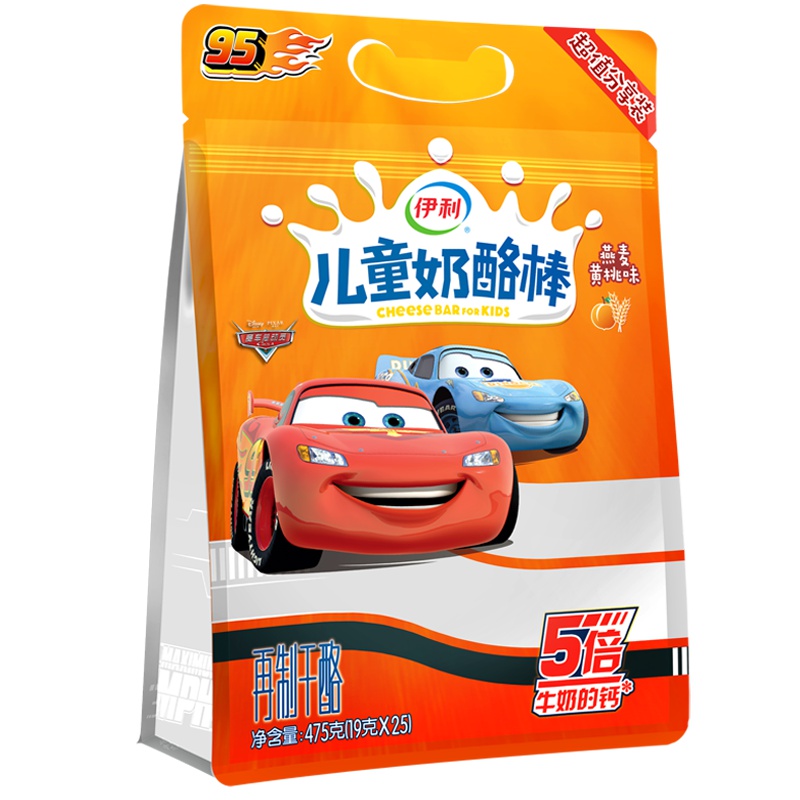 伊利 儿童奶酪棒 黄桃燕麦口味19g*25支 迪士尼赛车总动员男孩版