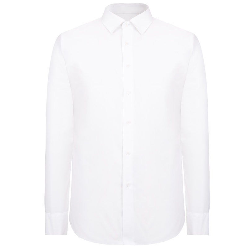 依文春季男士纯棉白衬衫 商务修身正装透气长袖衬衣EC590450