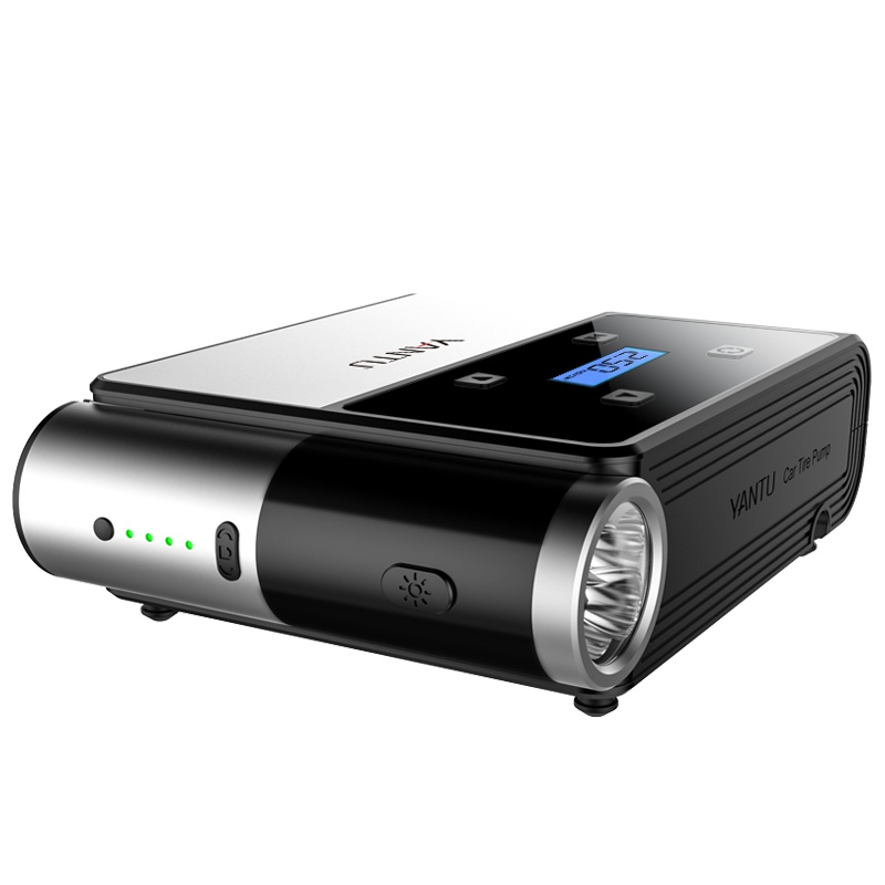 沿途(YANTU)车载充气泵 无线数显自动冲停汽车轮胎用手电筒可拆卸 带USB充电便携式电动打气泵 A03