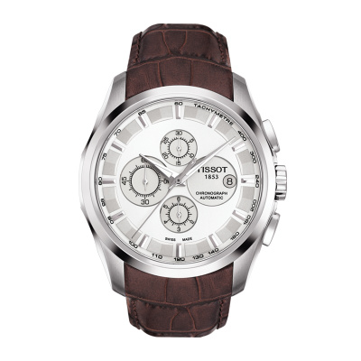 天梭(tissot)瑞士手表 雅致休闲时尚三盘六针计时 库图系列皮带男士