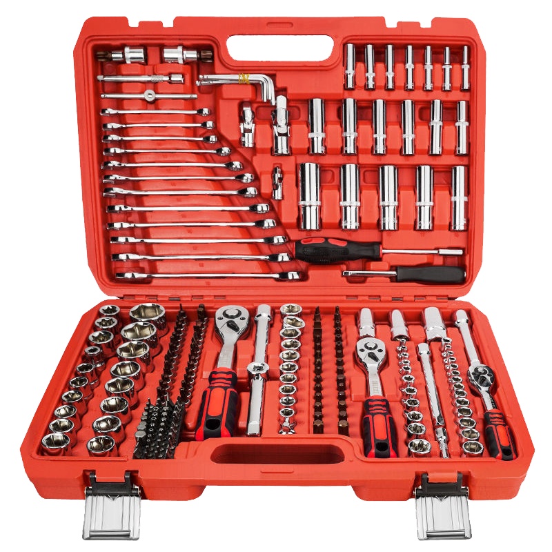 德力西汽修组套万能棘轮套筒修车扳手家用五金板子汽车工具箱汽修汽保套装